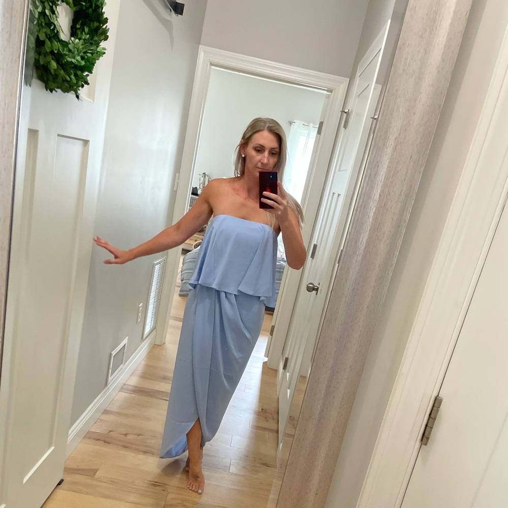 Strapless Frill Maxi Dress